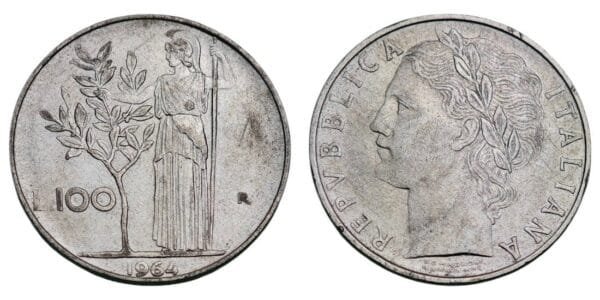 ITALY 100 lire 1964 VF