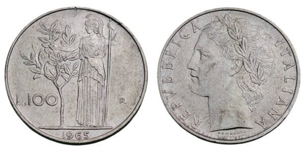 ITALY 100 lire 1965 XF