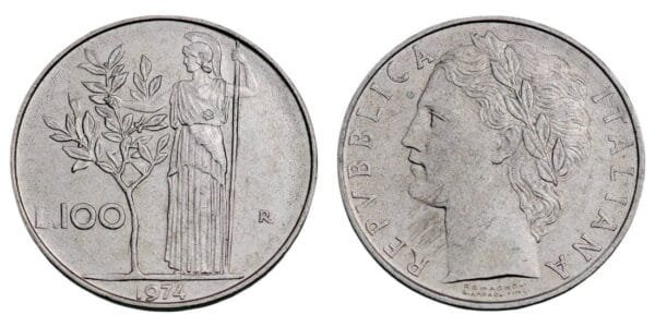 ITALY 100 lire 1974 XF