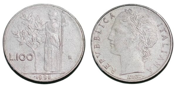 ITALY 100 lire 1991 XF