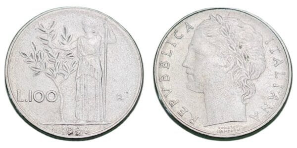 ITALY 100 lire 1990 XF