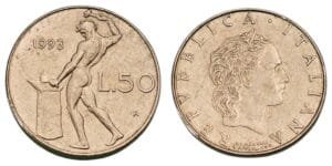 ITALY 50 lire 1993 XF
