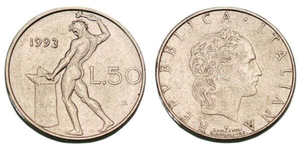 ITALY 50 lire 1993 XF