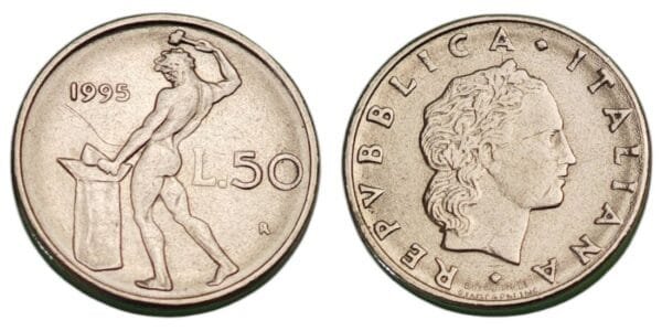 ITALY 50 lire 1995 XF