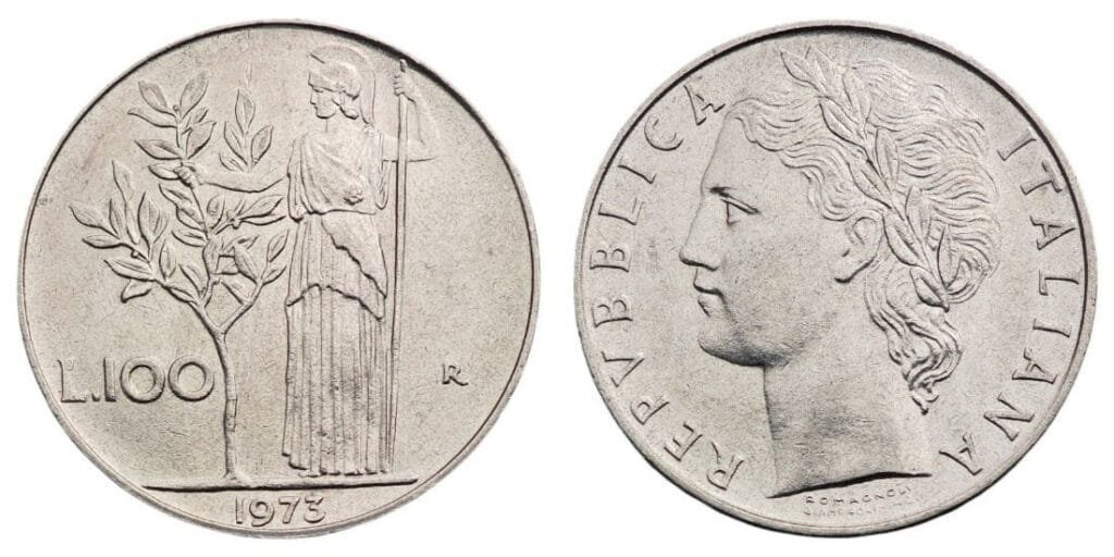 ITALY 100 lire 1973 VF