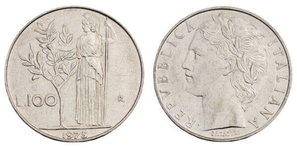 ITALY 100 lire 1975 VF