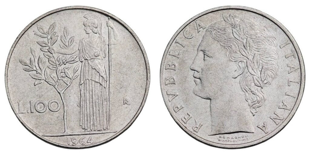 ITALY 100 lire 1964 VF