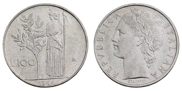 ITALY 100 lire 1964 VF