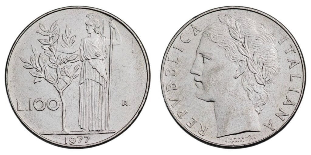 ITALITIJA 100 lira 1977. VF