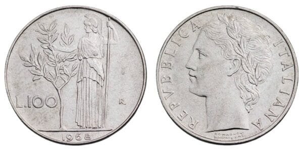 ITALY 100 lire 1968 VF