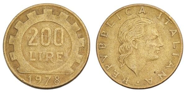 ITALY 200 lire 1978 VF