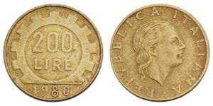 ITALY 200 lire 1980 VF
