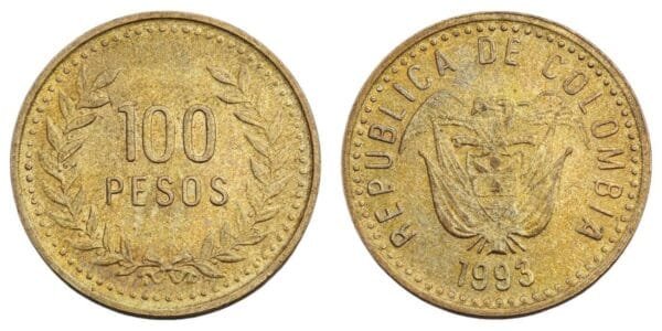COLOMBIA 100 pesos 1993 VF+