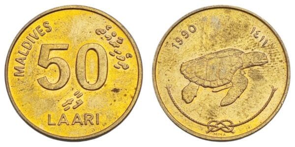 MALDIVES 50 laari 1990 VF+