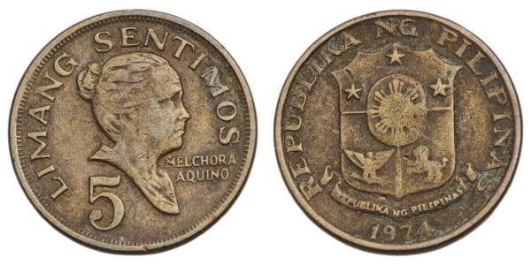 PHILIPPINES 5 centimos 1974 VF