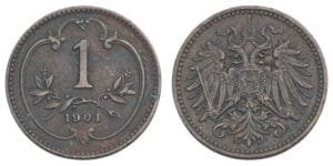 AUSTRIA 1 heller 1901 VF