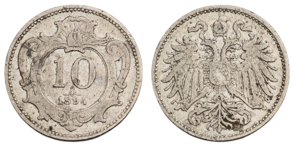 AUSTRIA 10 heller 1894 VF