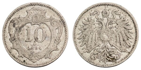 AUSTRIA 10 heller 1894 VF