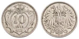 AUSTRIA 10 heller 1895 VF