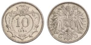 AUSTRIA 10 heller 1894 VF