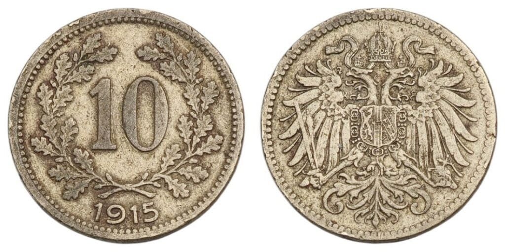 AUSTRIA 10 heller 1915 / WWI issue / VF