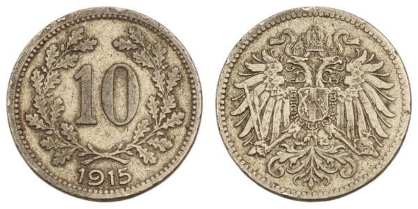 AUSTRIA 10 heller 1915 / WWI issue / VF