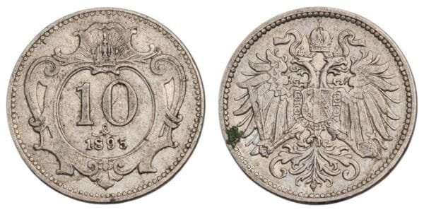 AUSTRIA 10 heller 1895 VF