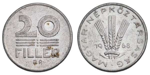 HUNGARY 20 filler 1968 VF