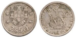 PORTUGAL 2.50 escudo 1976 VF