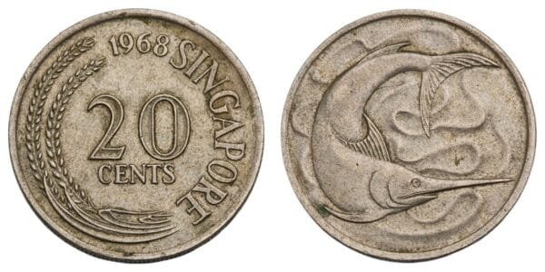 SINGAPORE 20 cents 1968 VF