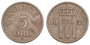 NORWAY 5 ore 1953 VF