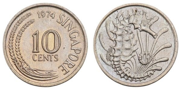 SINGAPORE 10 cents 1974 XF