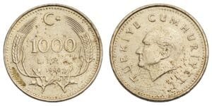 TURKEY 1000 lira 1990 XF