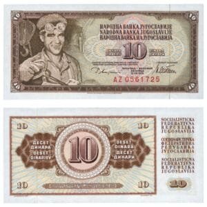 YUGOSLAVIA 10 dinara 1978 / Narrow letters in serial # / UNC-