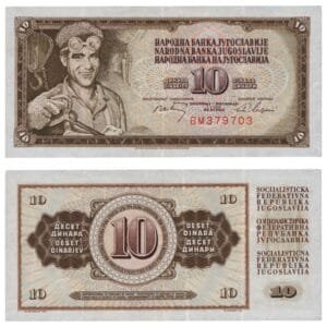 YUGOSLAVIA 10 dinara 1968 / 6 digits in serial # / XF