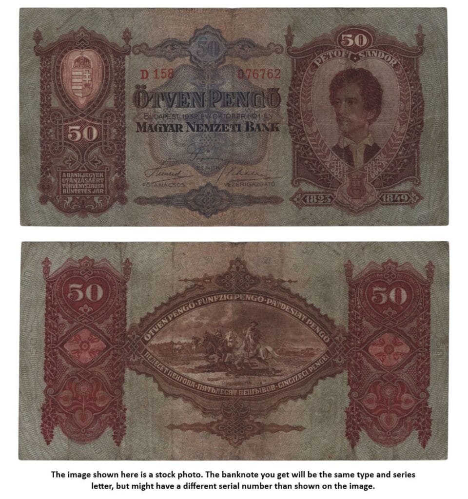 HUNGARY 50 pengo 1932 VF-