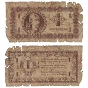 YUGOSLAVIA 1 lira 1945 / Economy Bank for Istra, Rijeka and Slovenian Littoral Region / VG