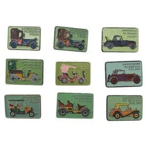 POLAND Old cars / vintage lapel pins lot / 9 pcs.