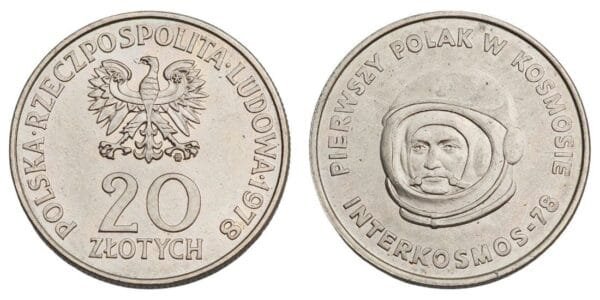 POLAND 20 zlotych 1978 / First Pole In Space Interkosmos-78 / XF+