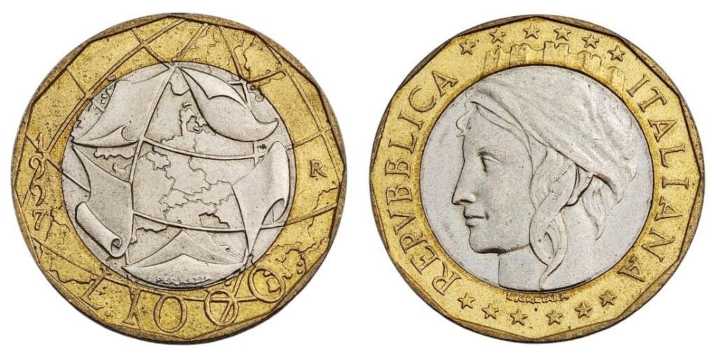 ITALIJA 1000 lira 1997. / Pogrešna karta / XF