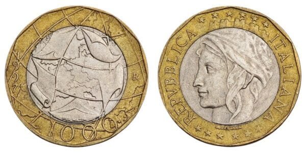 ITALY 1000 lire 1997 / Error map / XF