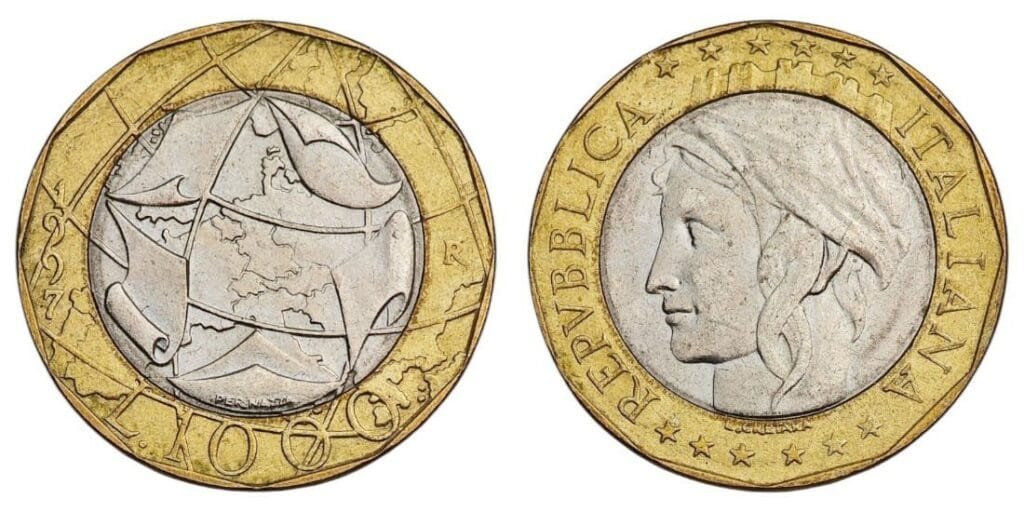 ITALIJA 1000 lira 1997. / Pogrešna karta / XF