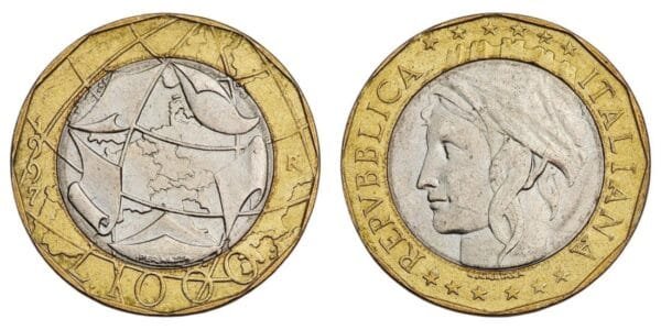 ITALY 1000 lire 1997 / Error map / XF