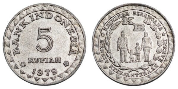 INDONESIA 5 rupiah 1979 / FAO - Family Planning Program / VF+