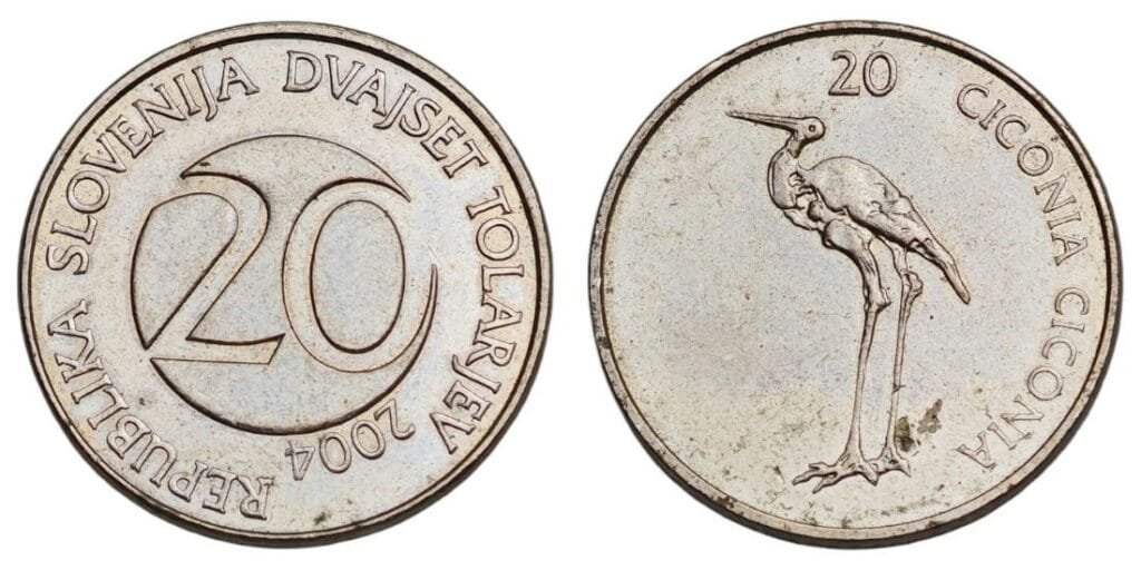 SLOVENIA 20 tolarjev 2004 VF+