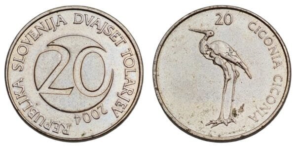 SLOVENIA 20 tolarjev 2004 VF+