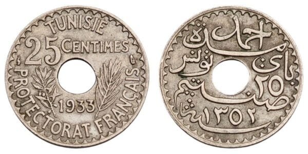 TUNISIA 25 centimes 1933 / French protectorate / VF+