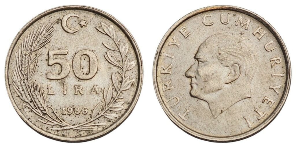 TURKEY 50 lira 1986 VF+
