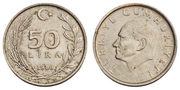 TURKEY 50 lira 1986 VF+