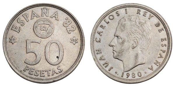 SPAIN 50 pesetas 1980 / FIFA World Cup - España '82 / VF+
